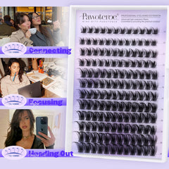 Pawotence Kira lash clusters on eye demo show wispy, natural finish.