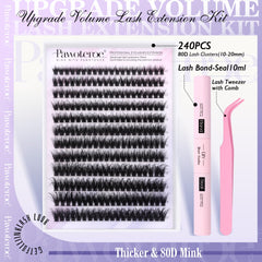 Pawotence 80D mink lash clusters close-up for fuller look.