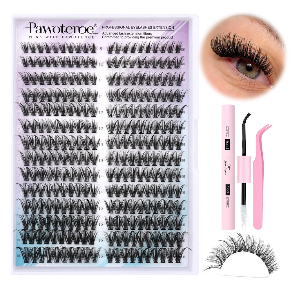 Pawotence Fox 40D lash clusters 9-16mm for natural fullness