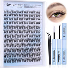 Pawotence Lash Clusters Kit packaging shows 180 cluster lashes for at-home natural enhancement.