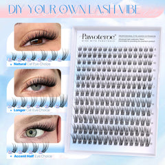Pawotence Lash Clusters of varying lengths (8-16mm) for customizable eye looks.