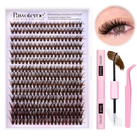 Pawotence lash extension kit 280pcs brown 40D for natural at-home styling