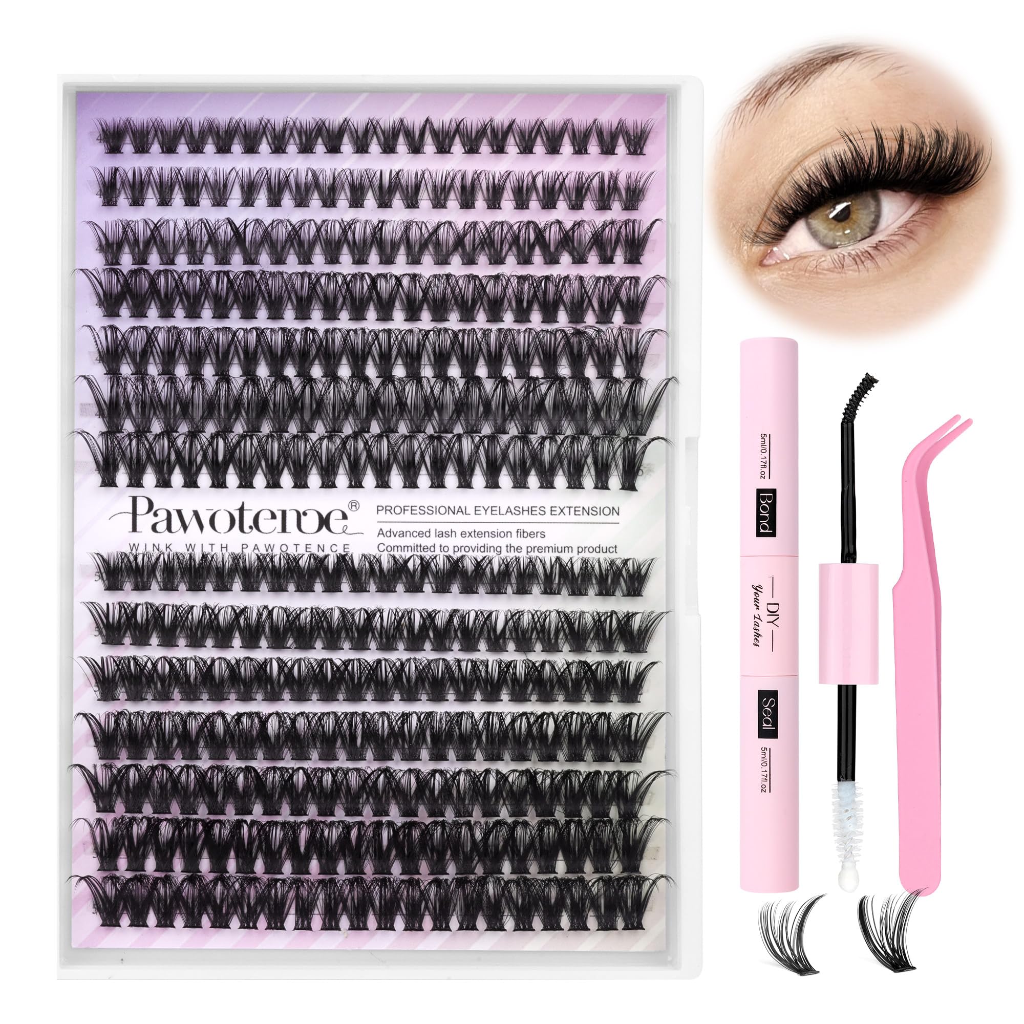 Pawotence lash extension kit contents enable at-home use for beginners.