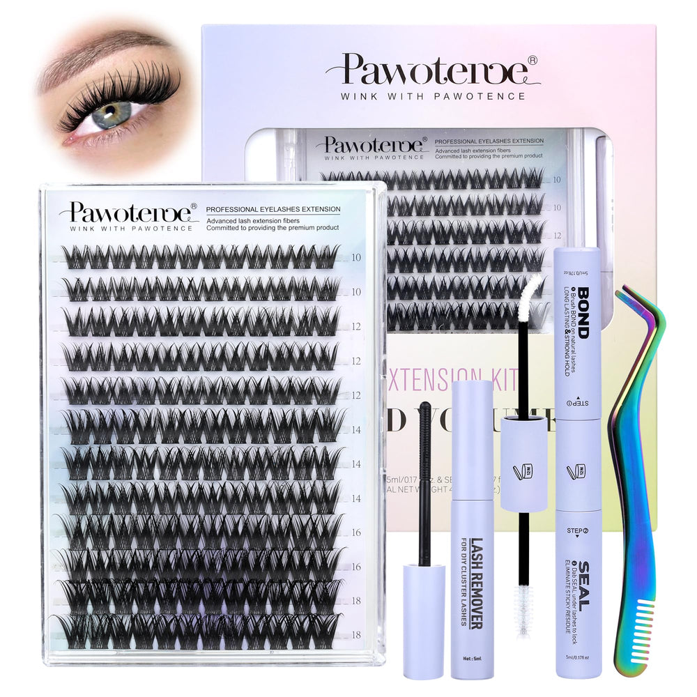 Pawotence Misha lash clusters kit contents for complete application.