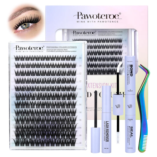 Pawotence Misha lash clusters kit contents for complete application.