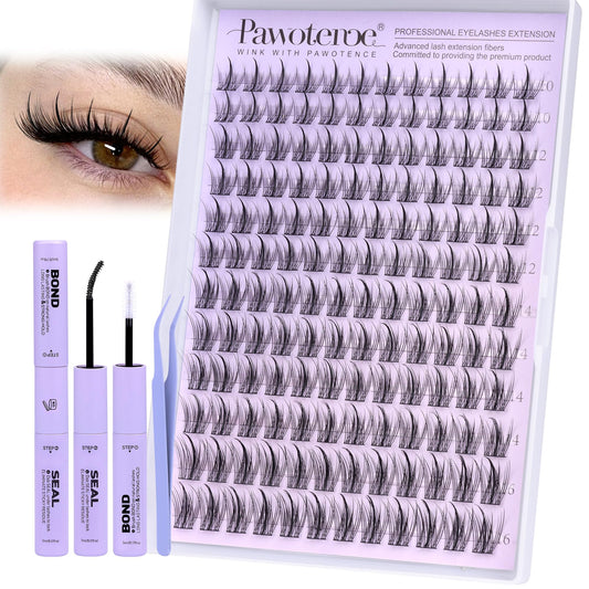 Pawotence natural lash clusters 10-16mm for subtle daily glamour.