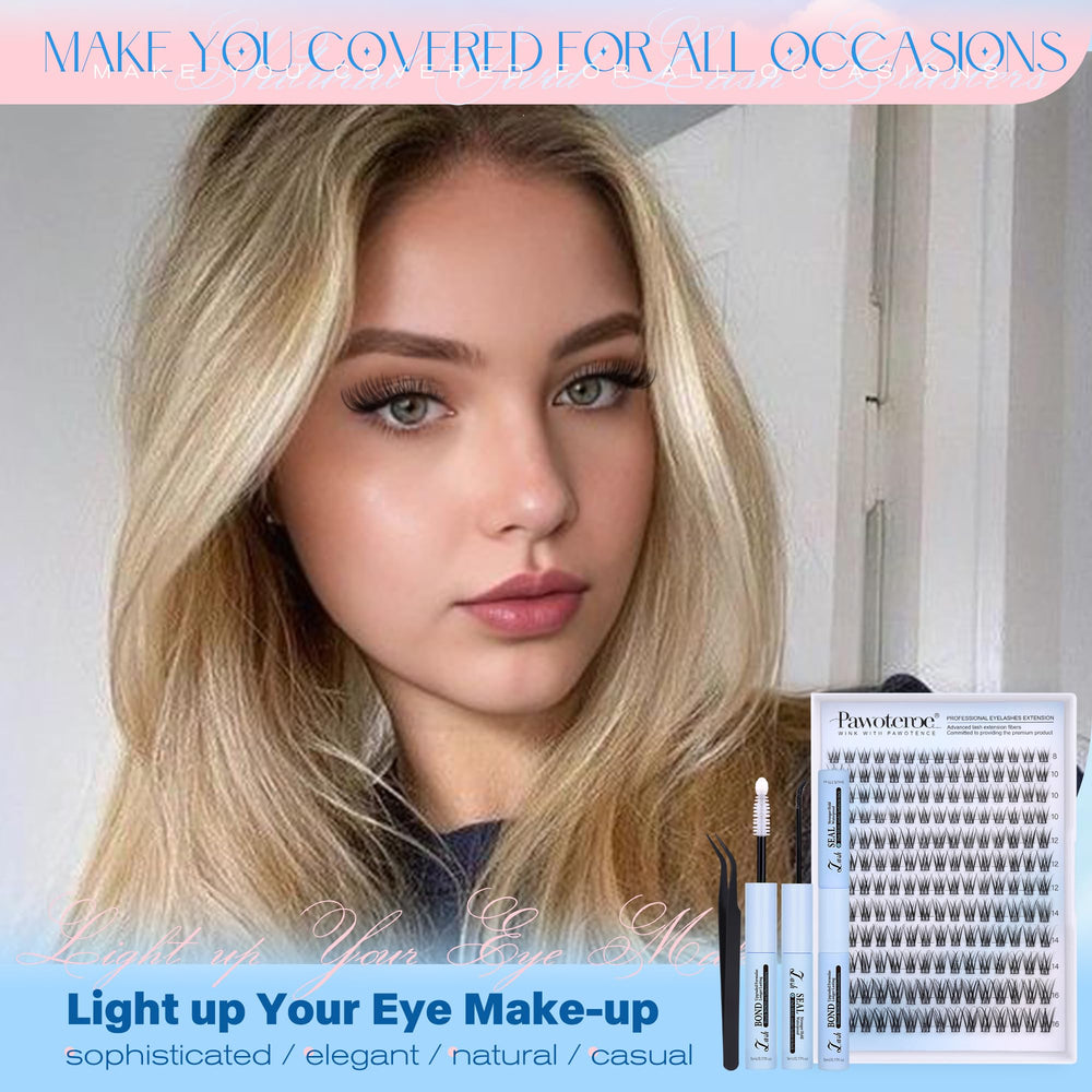Pawotence Natural-look lash clusters ready for daily wear.