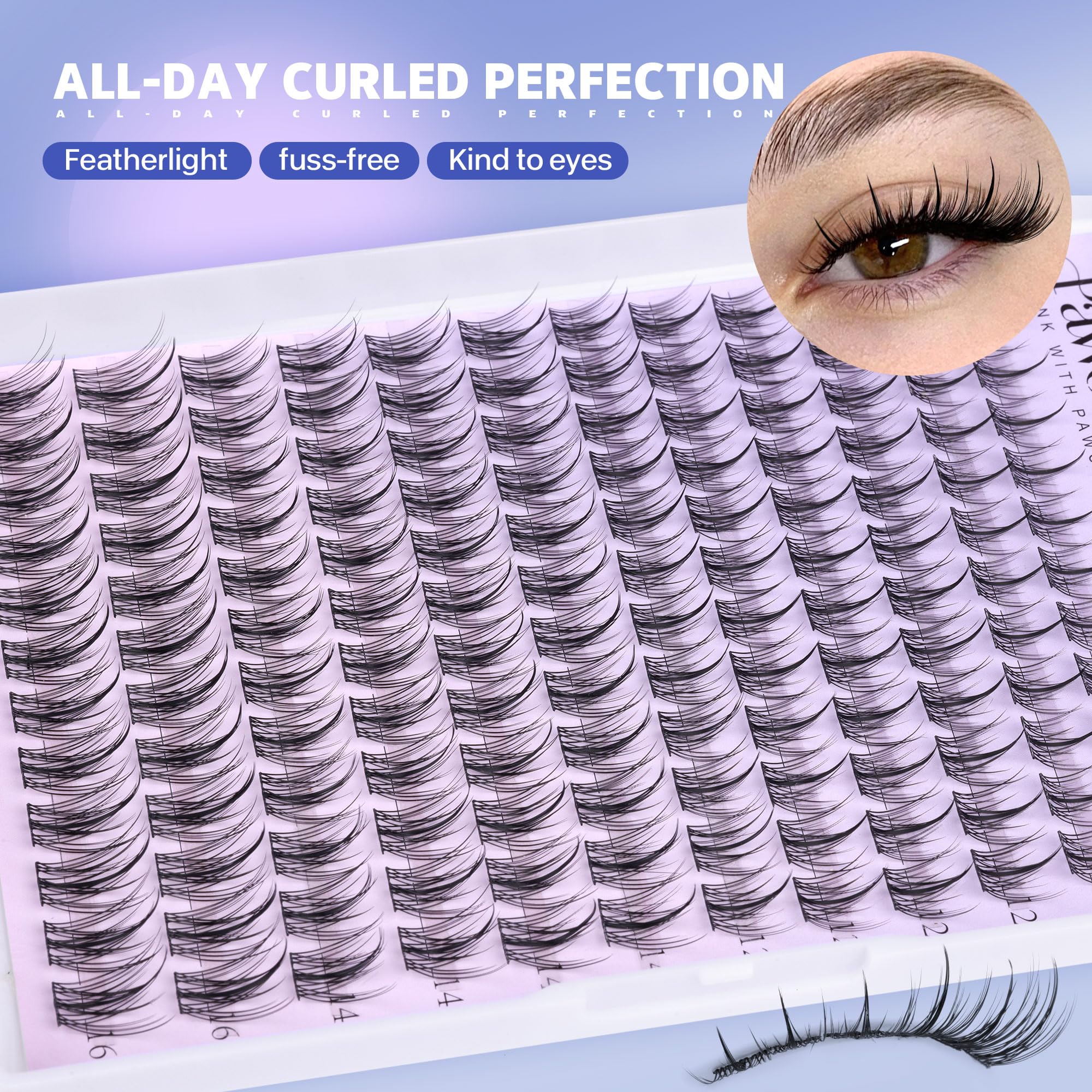 Pawotence wispy lashes collection adds natural eye definition.