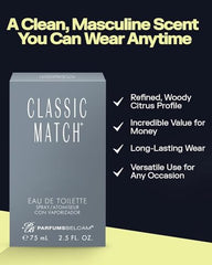 PB ParfumsBelcam Classic Match showcases a balanced wood and floral profile.