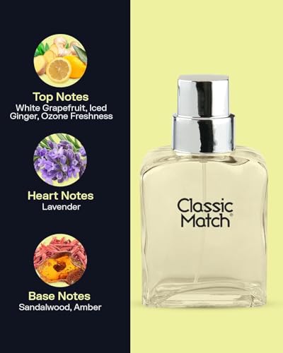 Classic Match bottle close-up reveals sandalwood accent for refined evenings.