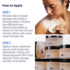 PCA SKIN Blemish Control Acne Cleanser Bar with sponge usage for two-minute contact