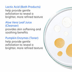 PCA SKIN Cleanse & Tone kit bottles arranged on bathroom counter