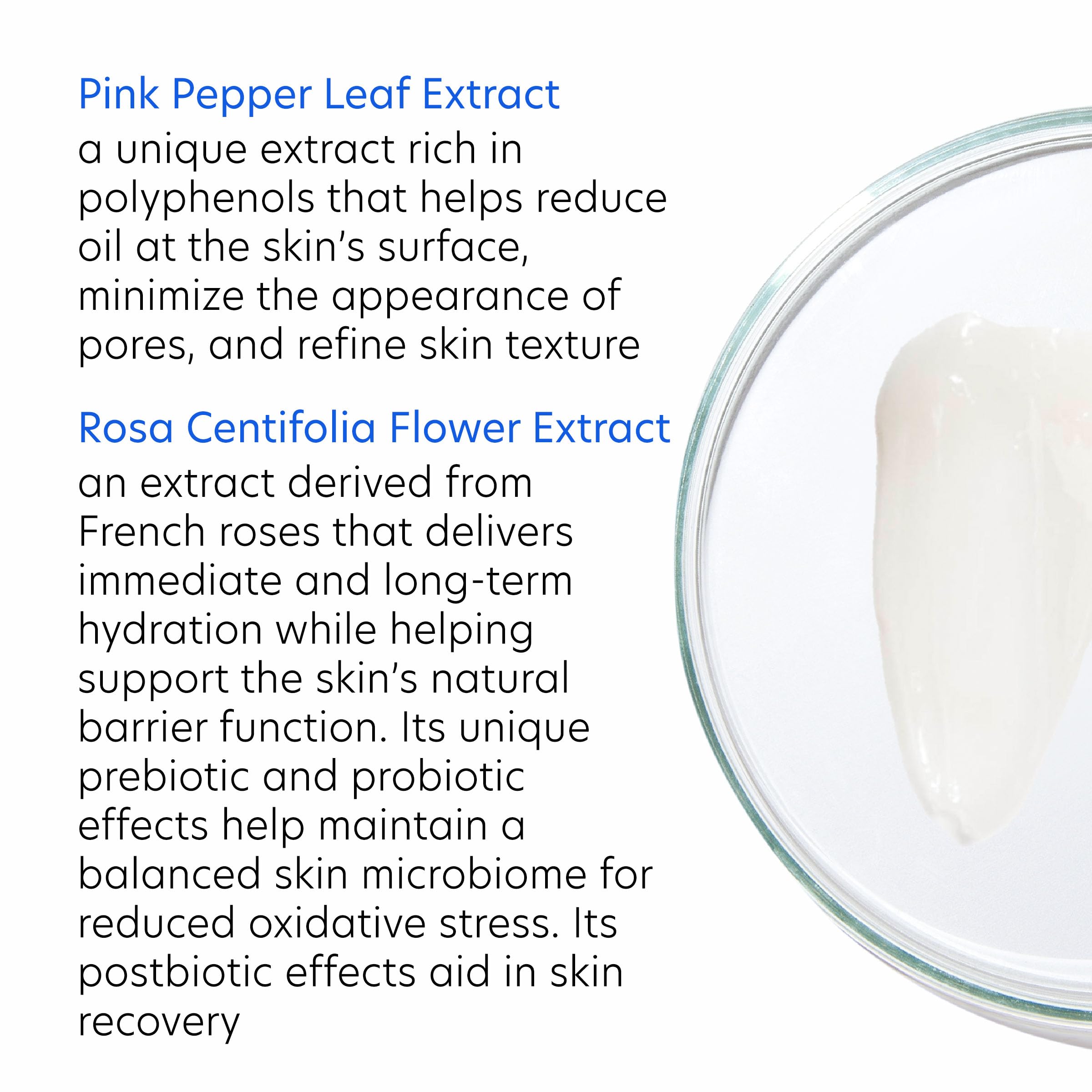 Image emphasizes pore-minimizing effect and smoother complexion