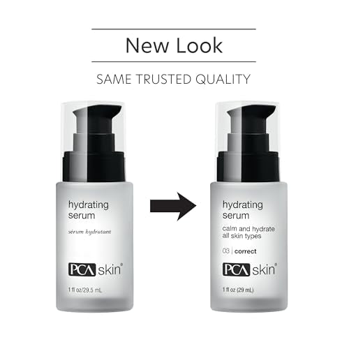 Side view of PCA SKIN Hydrating Serum bottle highlights compact, travel-friendly packaging.