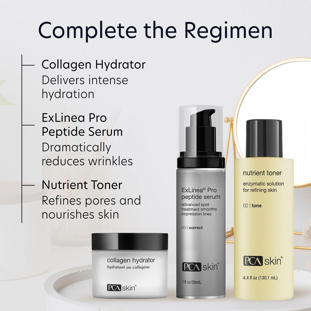 PCA SKIN Nutrient Face Toner complements nightly skincare routine.