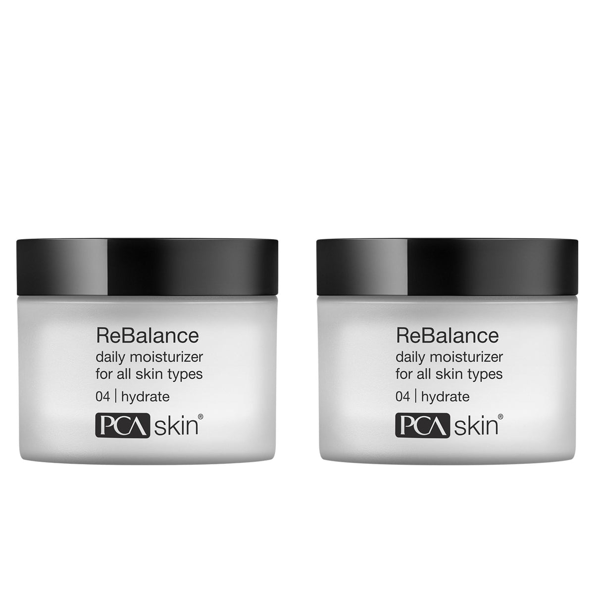 PCA SKIN ReBalance bottle closeup showing calming hydration for all skin types
