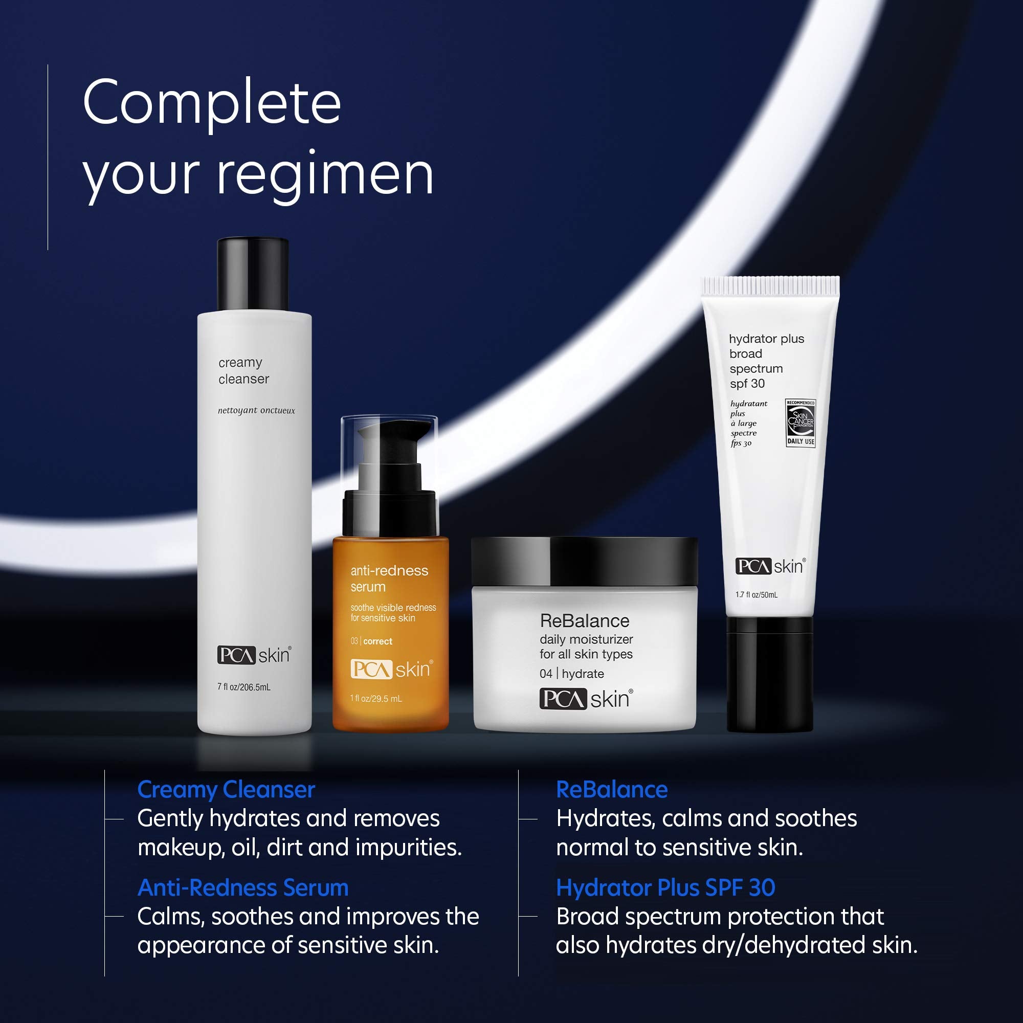 PCA SKIN after-workout use visual showing redness reduction possibilities