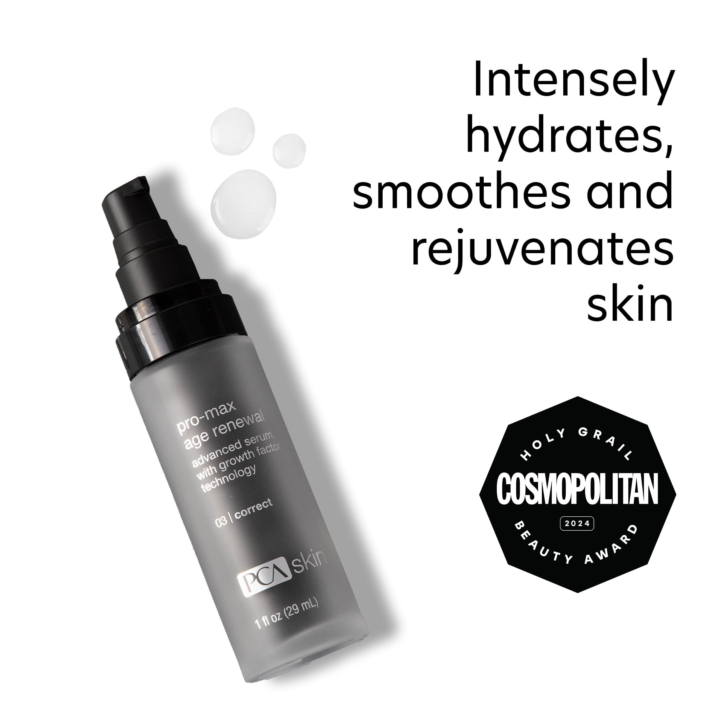PCA SKIN Pro Max Age Renewal face application near jawline suggesting lifted look.