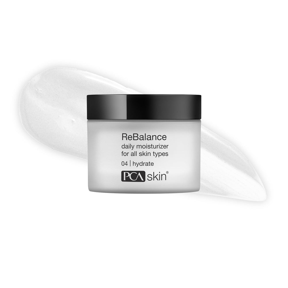 PCA SKIN ReBalance jar closeup showing creamy hydration for all skin types