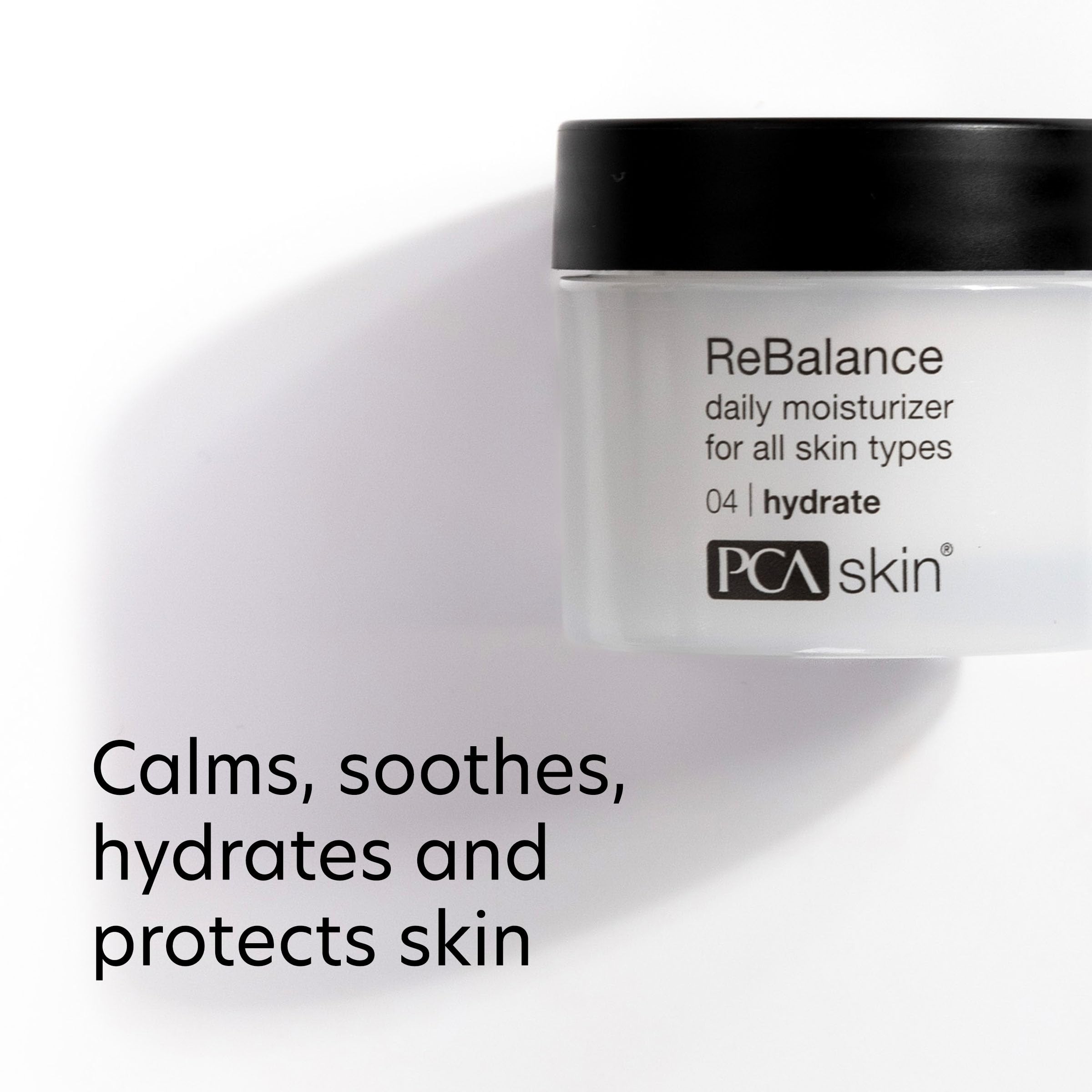 PCA SKIN ReBalance swirl on cheek highlights soothing hydration for sensitive skin