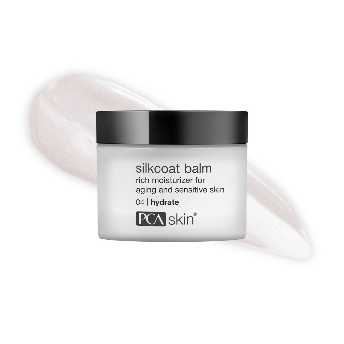 PCA SKIN Silkcoat Face Cream Balm jar shows silky texture for dry skin hydration