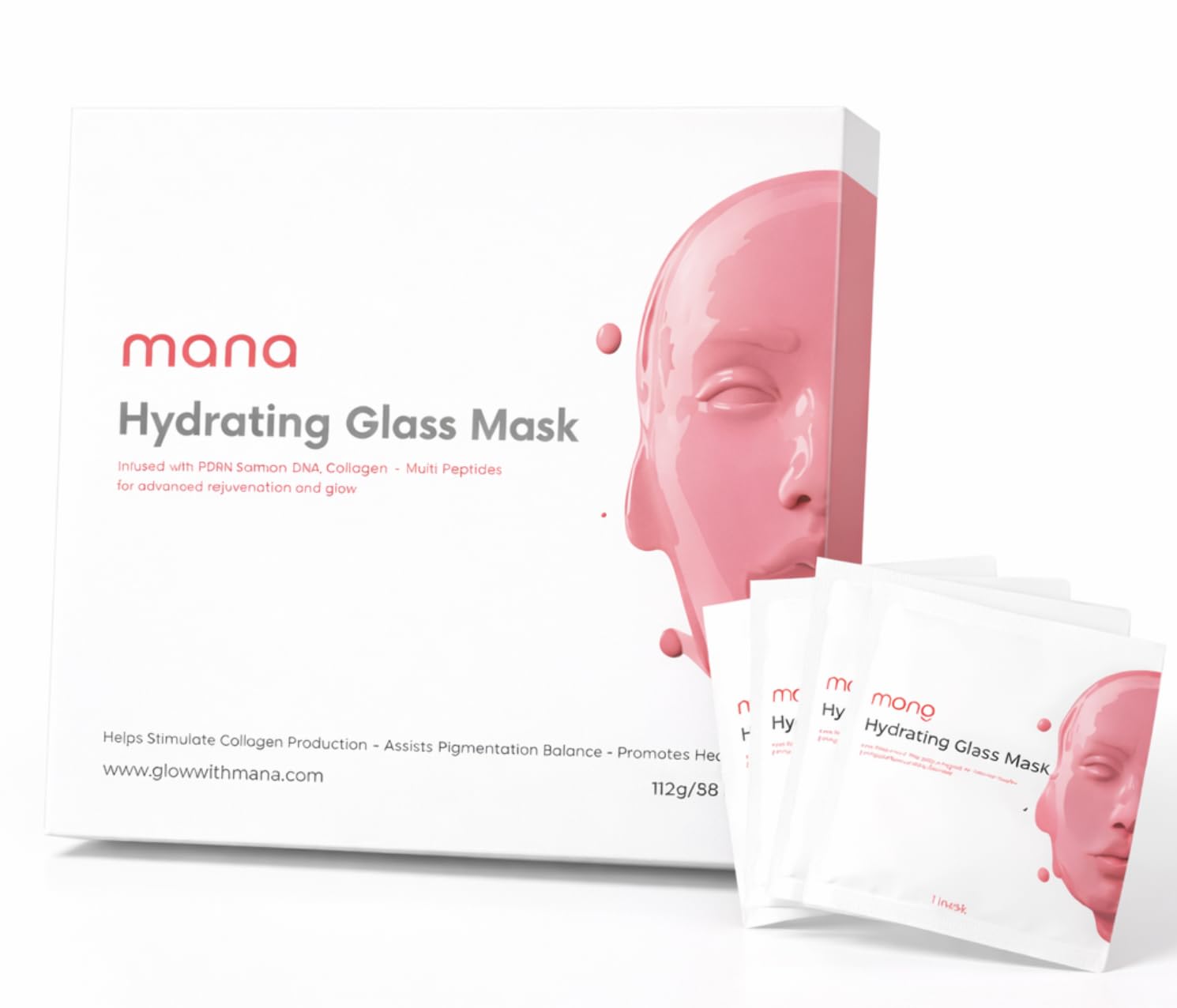 PDRN Salmon DNA Collagen Mask pack promotes hydration and radiant skin.