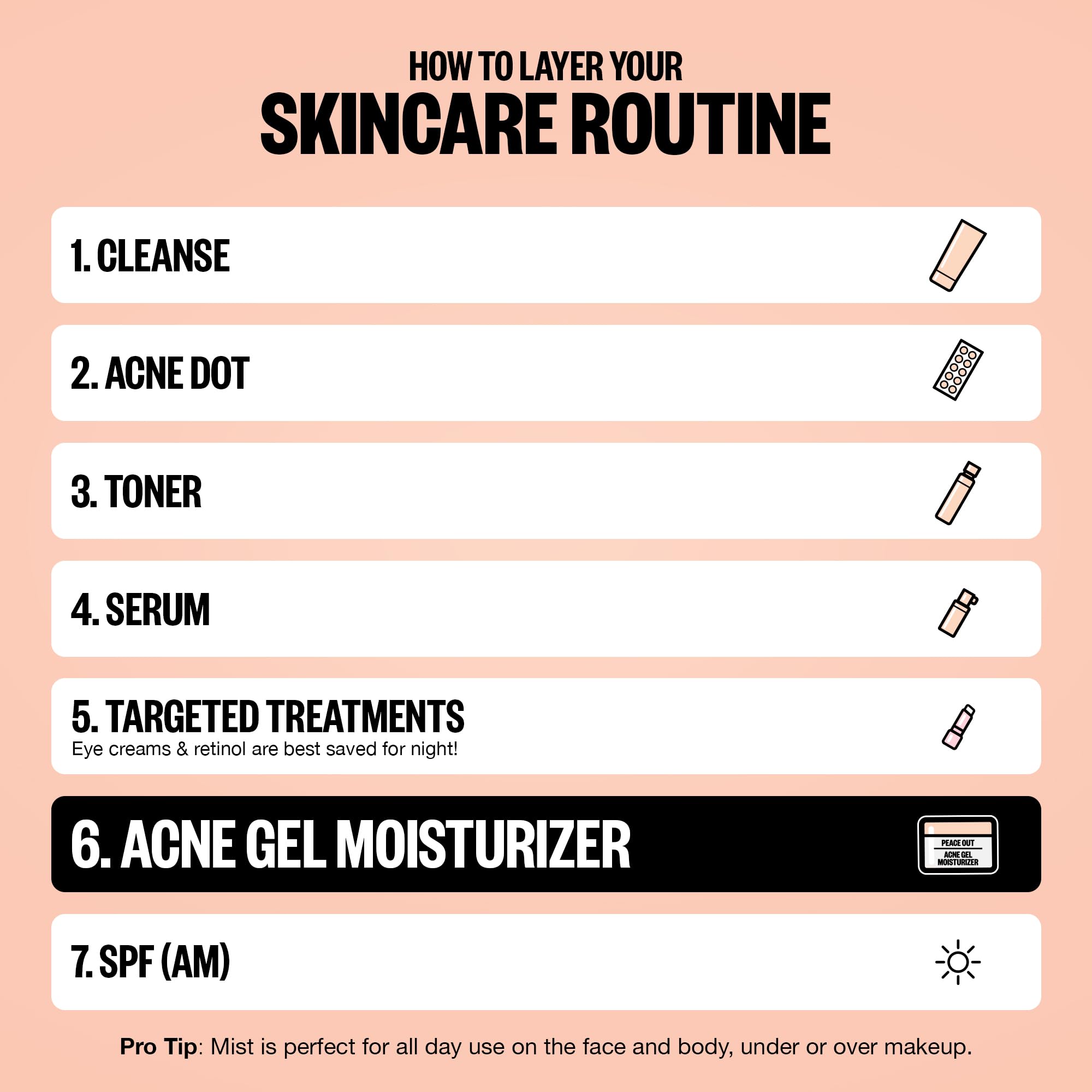 PEACE OUT Acne Gel Moisturizer studio-shot conveys a balanced, non-drying finish