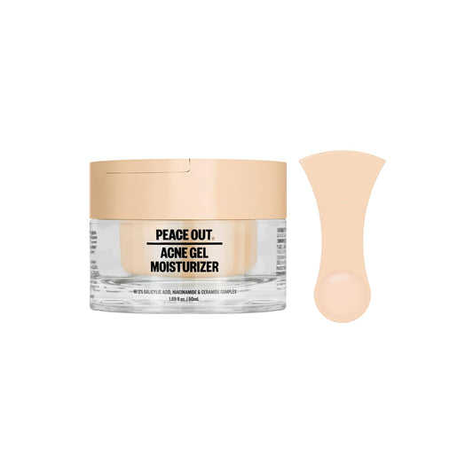 PEACE OUT Acne Gel Moisturizer texture swatch highlighting lightweight hydration for oily skin