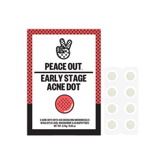 Peace Out Early Stage Acne Dots packaging ready for on-the-go care.