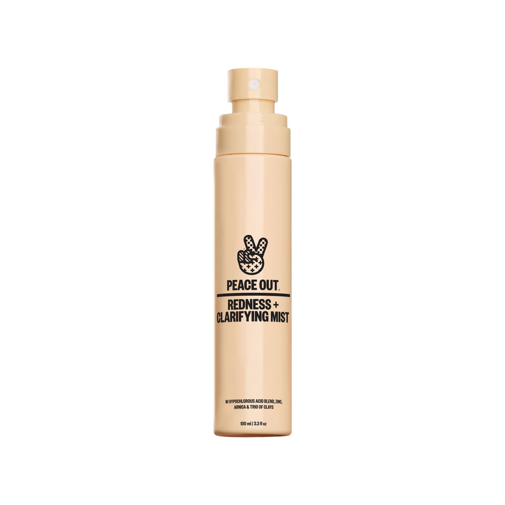 Peace Out Redness + Clarifying Mist bottle pour for refreshing redness and hydration