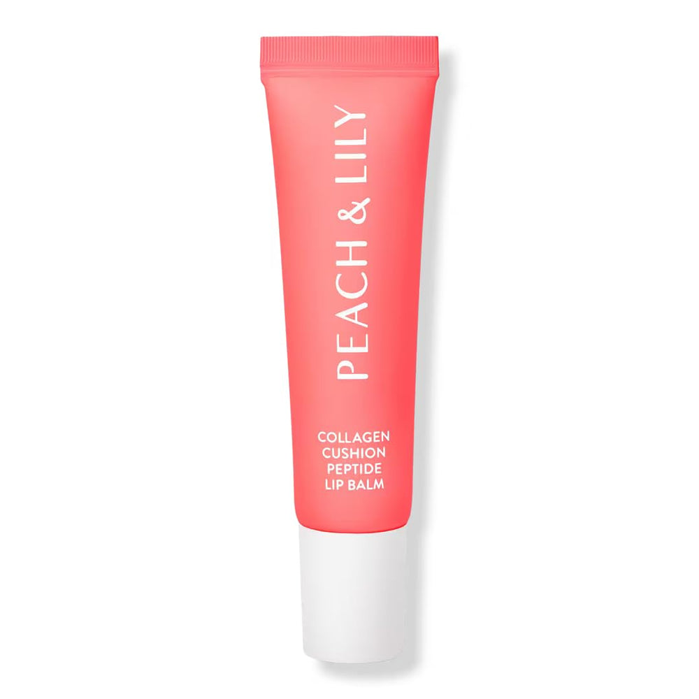 Peach & Lily Collagen Cushion Lip Balm in action delivering smooth lip coverage.