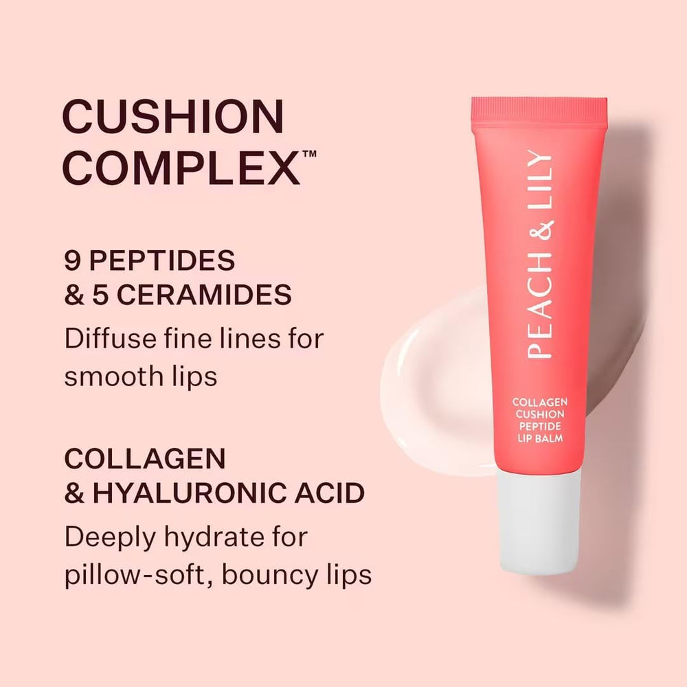 Peach & Lily ceramide complex strengthens lip barrier and moisture.