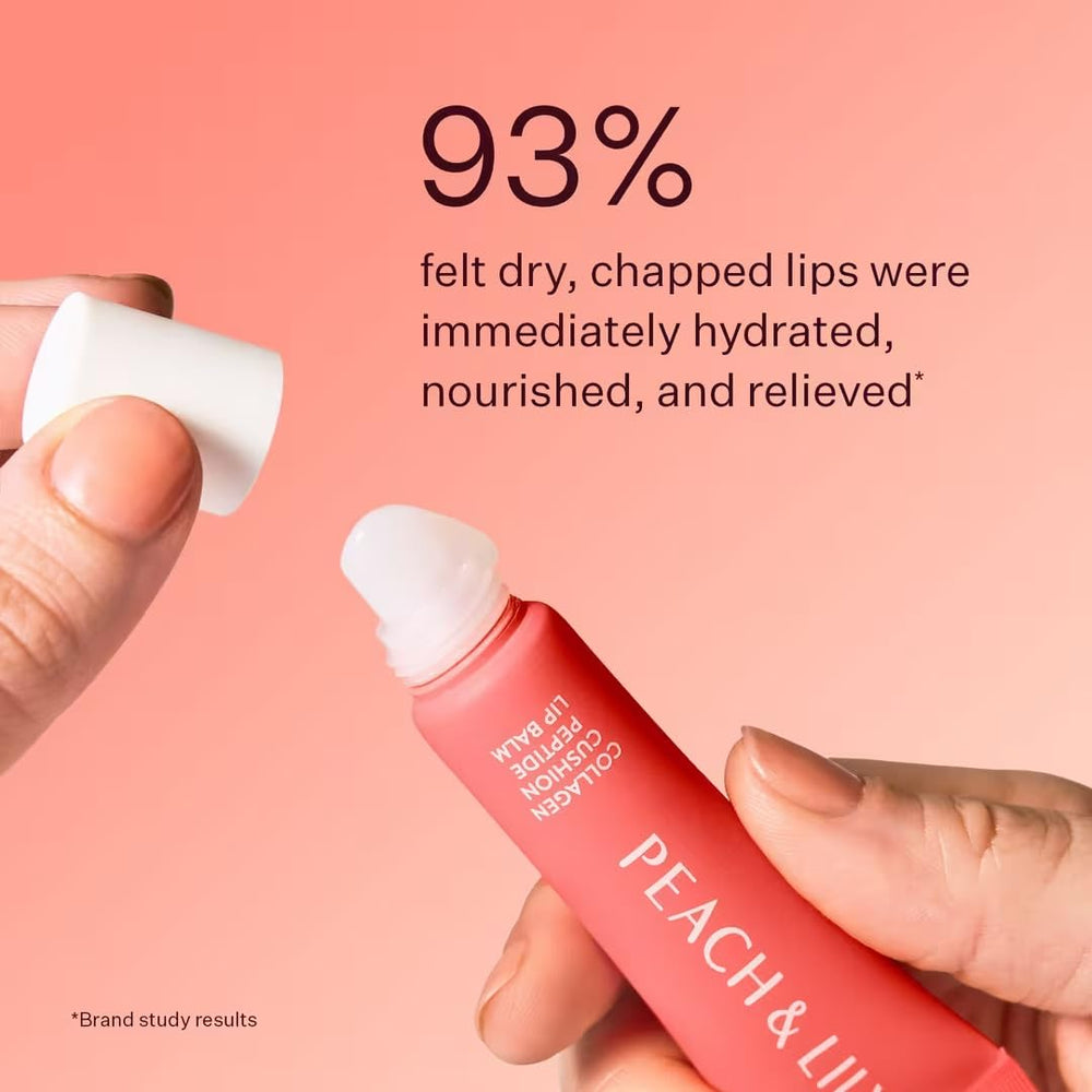 Peach & Lily peptides help diffuse fine lines for smoother lip contour.