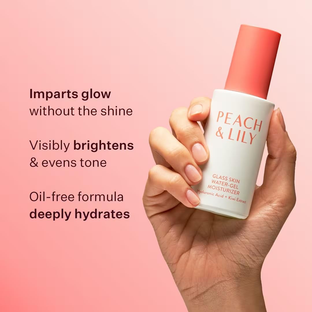 Peach and Lily application scene with fresh, dewy skin