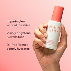 Peach and Lily application scene with fresh, dewy skin