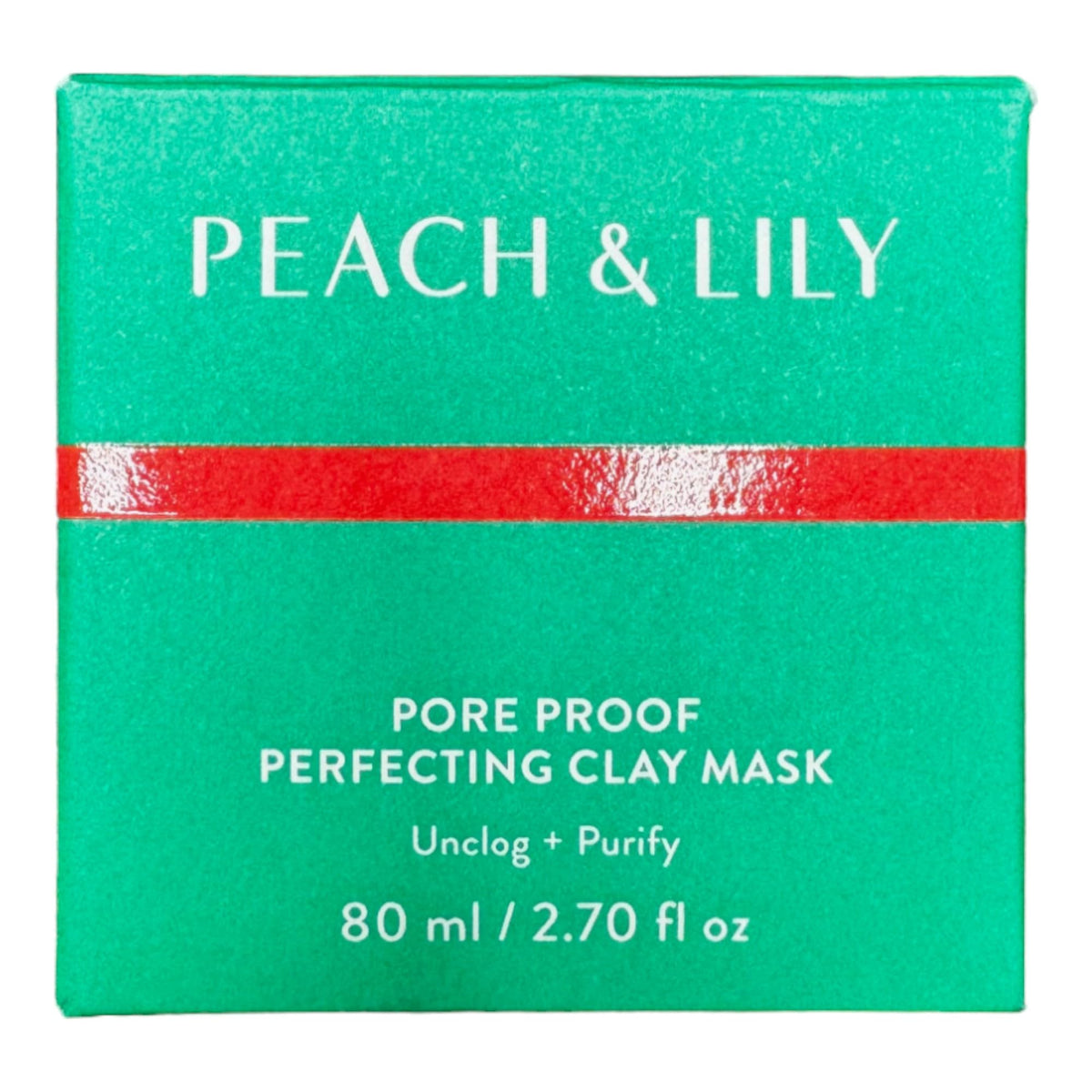 Peach & Lily Pore Proof mask jar close-up highlights creamy clay for gentle cleansing.