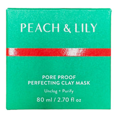 Peach & Lily Pore Proof mask jar close-up highlights creamy clay for gentle cleansing.