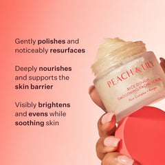 Rice complex and bamboo in Peach & Lily Scrub for brightening look