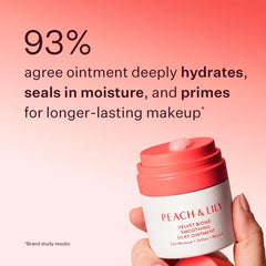 Peach & Lily Velvet Biome Repairing Ointment applied on skin for hydration and comfort.