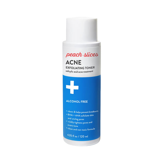 Peach Slices Acne Exfoliating Toner bottle for balanced skin