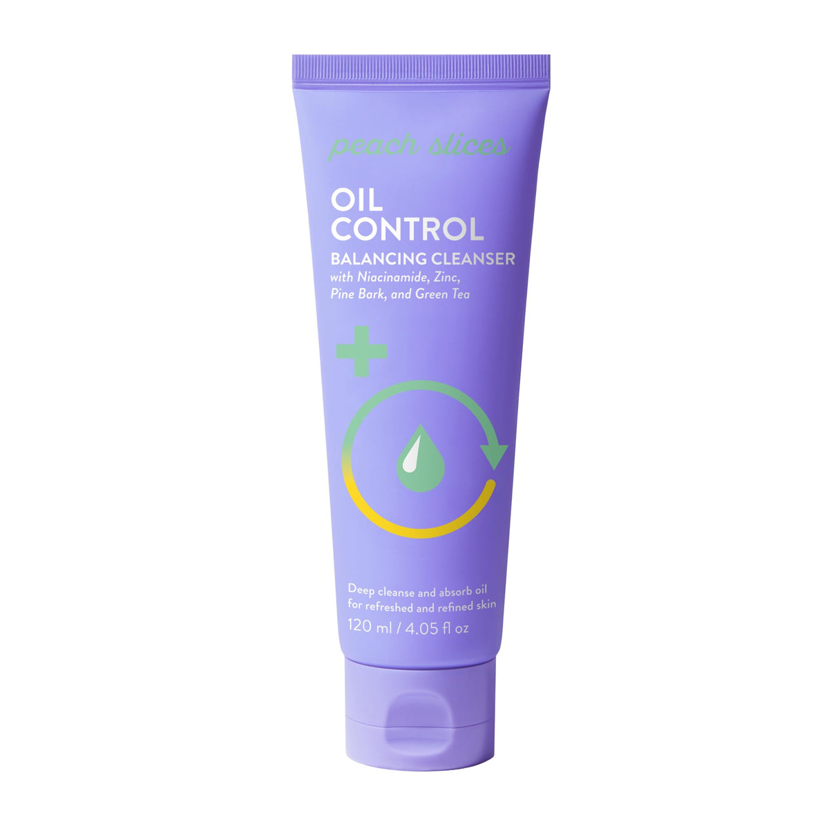 Peach Slices Oil Control Balancing Cleanser bottle front with shine-blocking formula