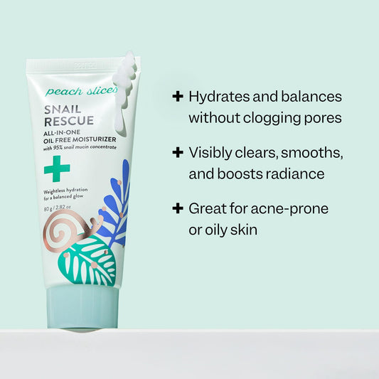Peach Slices Snail Rescue birch-juice label hints at balanced skin.