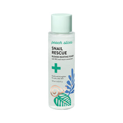 Peach Slices Snail Rescue Toner bottle in hand, balanced hydration