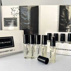 pearlanera bianca collection display with multiple fragrances