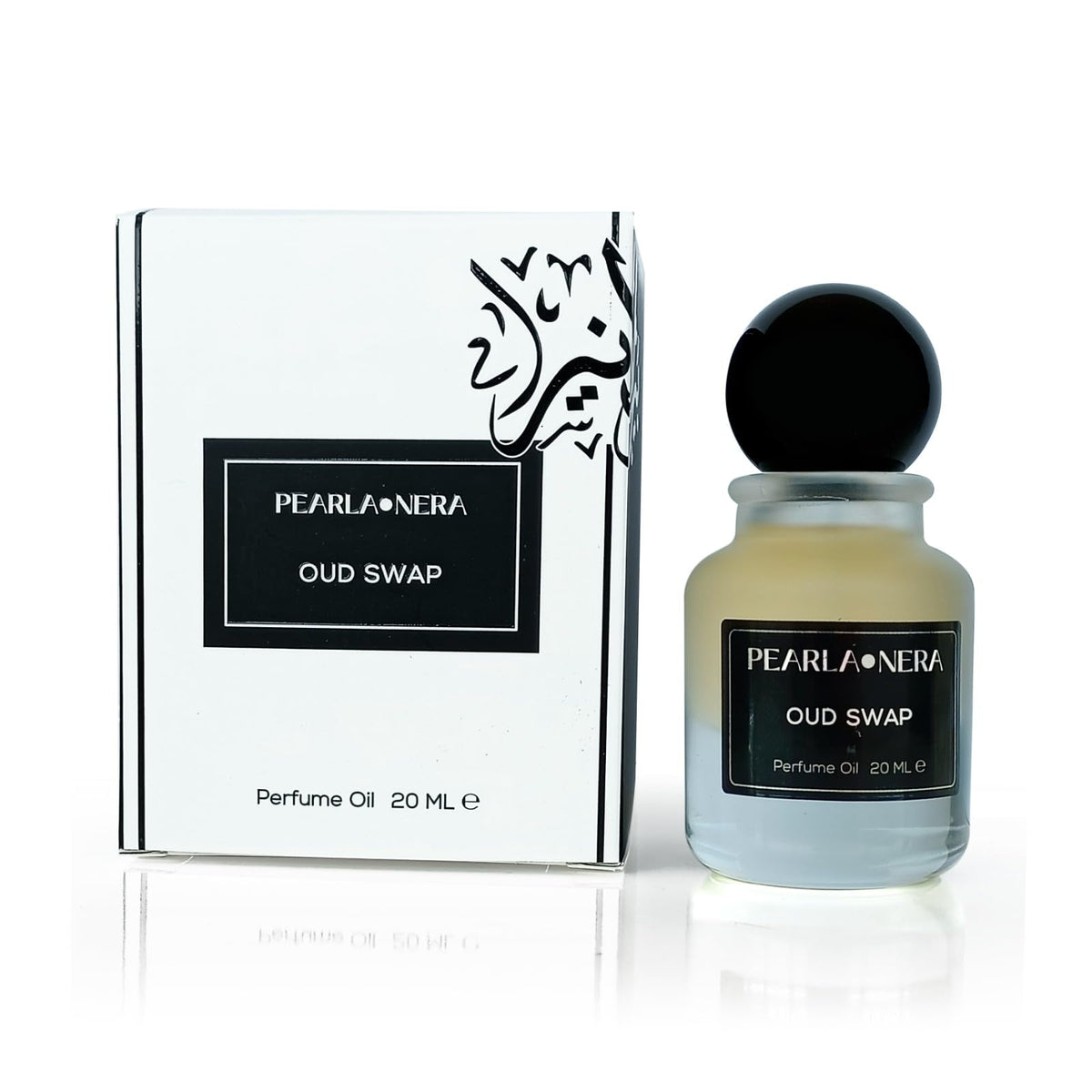 Pearlanera OUD SWAP bottle close-up highlighting rich oud and rose notes for evenings.