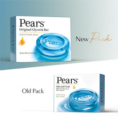 Pears 125g bar beside towel for daily moisture care.