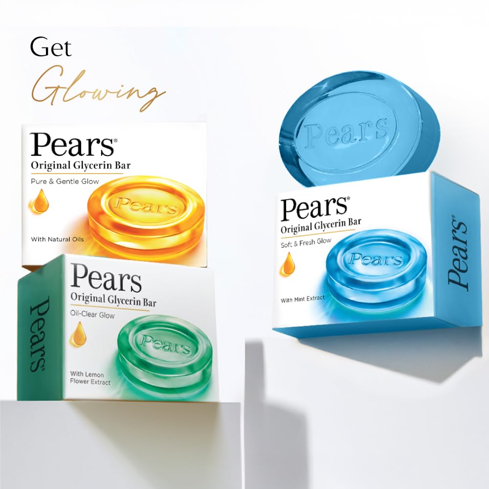 Pears soap on bathroom shelf signaling premium quality.