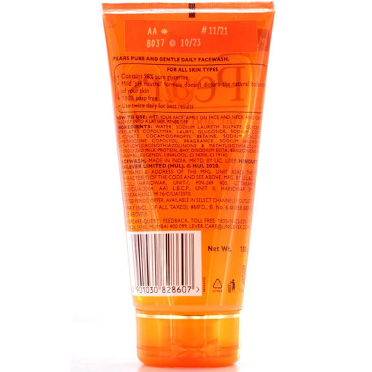Pears Pure & Gentle hand applying the face wash for a daily gentle cleanse.
