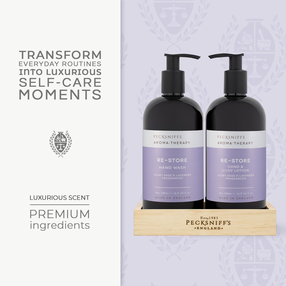 Closeup of Pecksniff's Aroma Therapy 500ml hand wash bottle for daily use