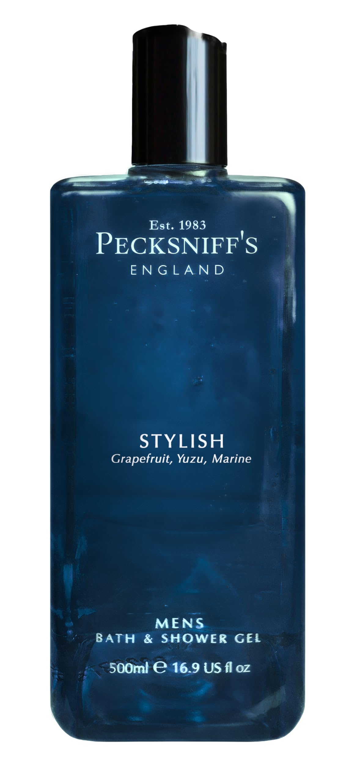 Pecksniff's Men's Bath Gel bottle pour, easy dosing and refreshing lather